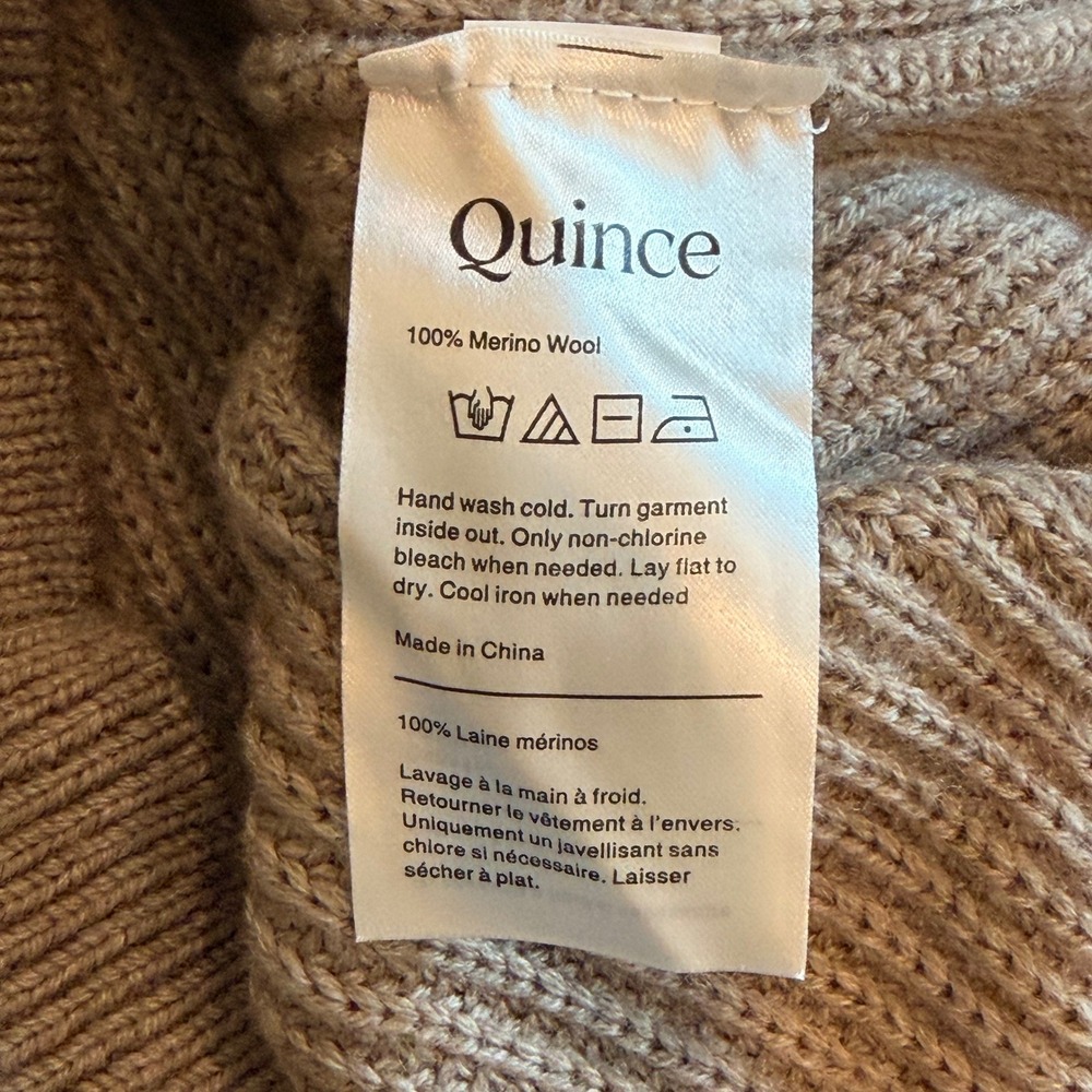 Quince Australian Merino Wool Half Zip Sweater Ribbed Malted Toffee Small NWOT - Picture 10 of 11